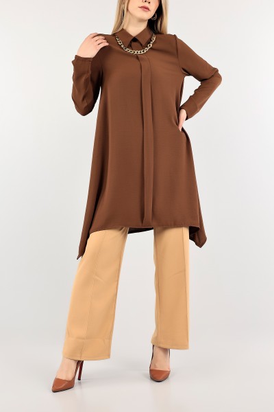 Kahverengi Kolyeli Aerobin Kumaş Tunik 109426