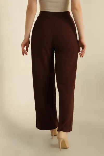 Kahverengi Krep Kumaş Bayan Pantolon 269747
