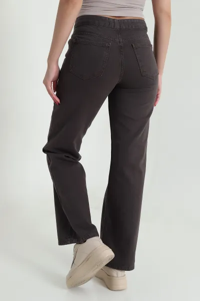 Kahverengi Kuş Gözlü Kadın Kot Pantolon 477247
