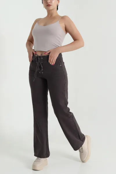 Kahverengi Kuş Gözlü Kadın Kot Pantolon 477247
