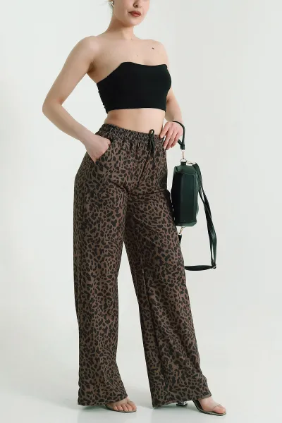 Kahverengi Leopar Desen İki İp Kadın Alt 453437