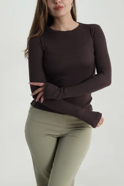 Kahverengi Lİkralı Kadın Body Bluz 488409
