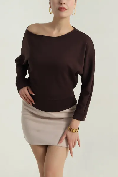 Kahverengi Likralı Modal Kadın Bluz 405785