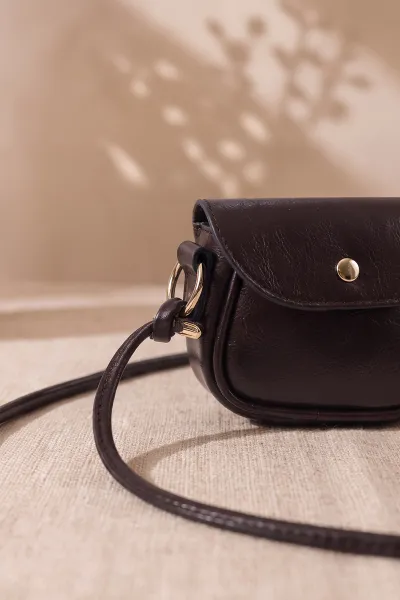 Kahverengi Mini Boy Kırışık Doku Kadın Omuz Çantası 478907