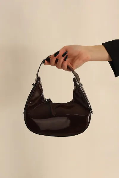 Kahverengi Mini Rugan Cherry Baget Kadın El Kol ve Omuz Çantası 243358