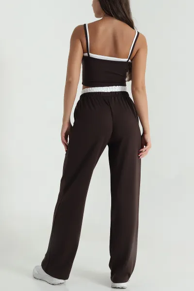 Kahverengi Modal Crop Pantolon İkili Takım 471989