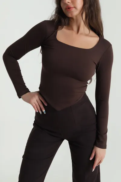 Kahverengi Modal Kadın Bluz 484363