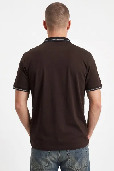Kahverengi Modal Kumaş Cep Detaylı Erkek Tişört 467611