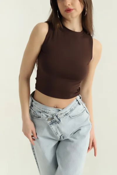 Kahverengi Modal Likralı Kadın Atlet 357838