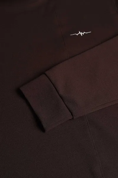 Kahverengi Nakış Detaylı Bisiklet Yaka Erkek Sweatshirt 396257