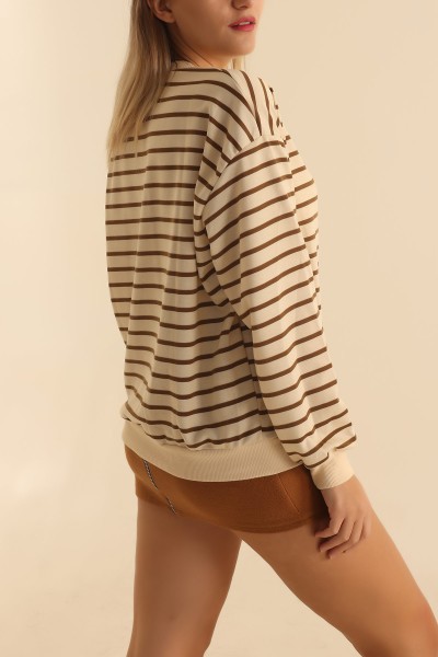Kahverengi Nakışlı İki İp Sweat 201598