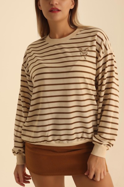 Kahverengi Nakışlı İki İp Sweat 201598
