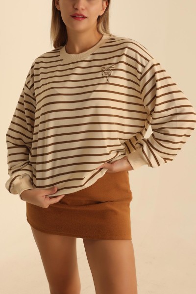 Kahverengi Nakışlı İki İp Sweat 201598
