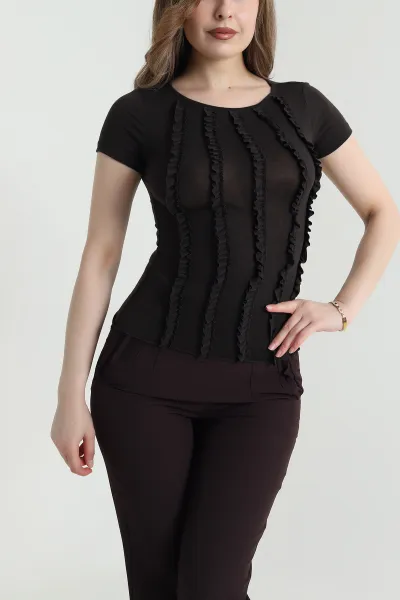 Kahverengi Önü Fırfırlı Buzzy Kadın Bluz 463171