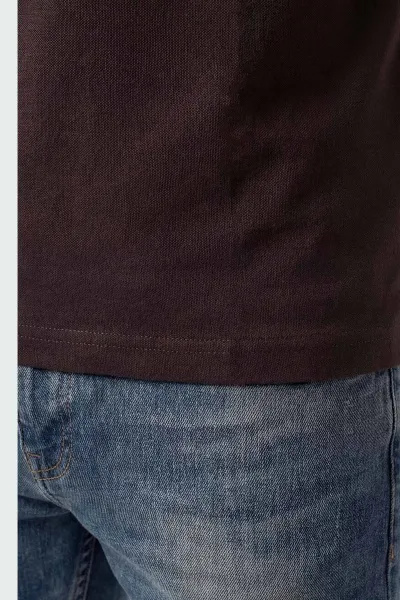 Kahverengi Osyho Kumaş Yarım Fermuarlı Erkek Tişört 443094