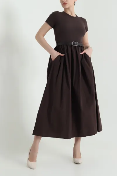 kahverengi-ottoman-garnili-poplin-kadin-elbise-448301