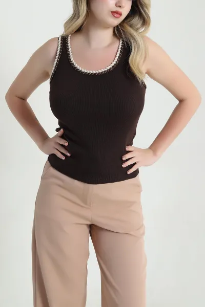 Kahverengi Ottoman Kadın Atlet Bluz 460674