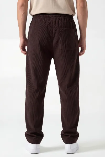 Kahverengi Ottoman Kumaş Baggy Belden Bağlamalı Erkek Pantolon 442059