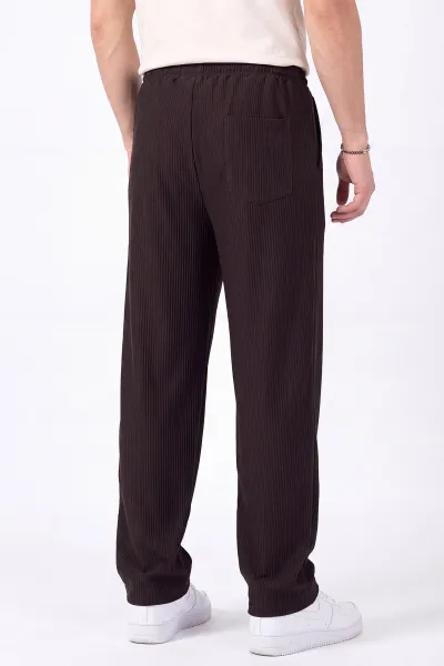 Kahverengi Ottoman Kumaş Baggy Beli Lastikli Erkek Pantolon 472217