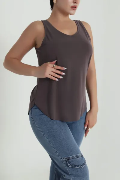 Kahverengi Oval Kesim Modal Kadın Atlet 482082