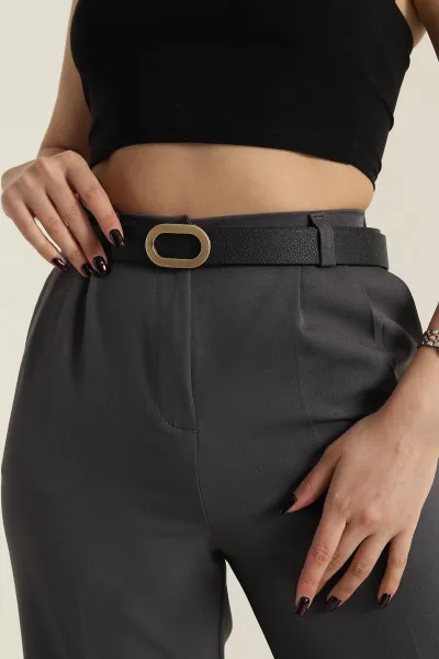 Kahverengi Oval Toka Detaylı Kadın Kemer 421453