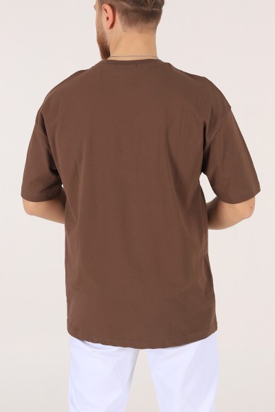 Kahverengi Oversize Erkek Tişört 170995