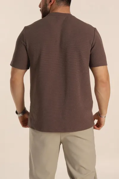 Kahverengi Oversize Kabartma Yazı Detaylı Erkek Tişört 354082