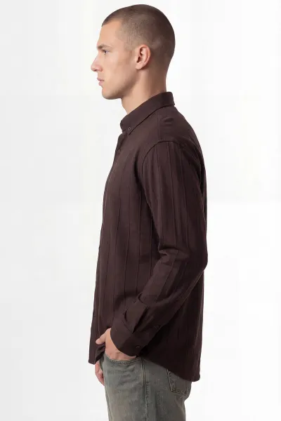 Kahverengi Oversize Yeni Sezon Erkek Gömlek 448977