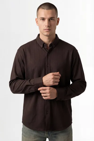 Kahverengi Oversize Yeni Sezon Erkek Gömlek 448977
