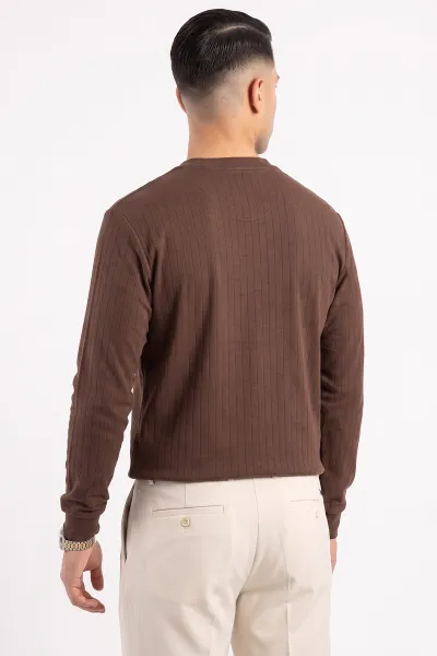 Kahverengi Oysho Kumaş Çizgili Erkek Sweatshirt 482840