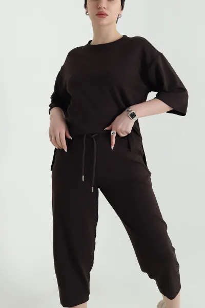 Kahverengi Oysho Kumaş Kadın İkili Takım 451417