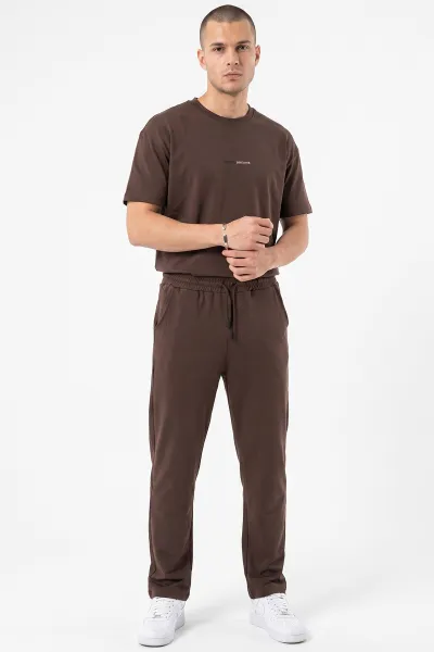 Kahverengi Oysho Kumaş Oversize Bisiklet Yaka Erkek İkili Takım 474971