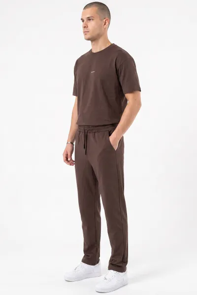 Kahverengi Oysho Kumaş Oversize Bisiklet Yaka Erkek İkili Takım 474971