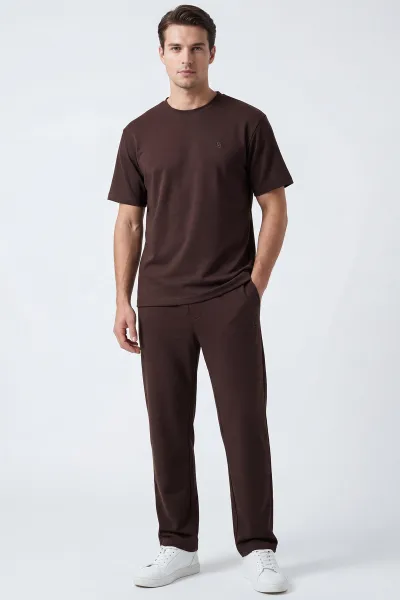Kahverengi Oysho Kumaş Oversize  Erkek İkili Takım 443311