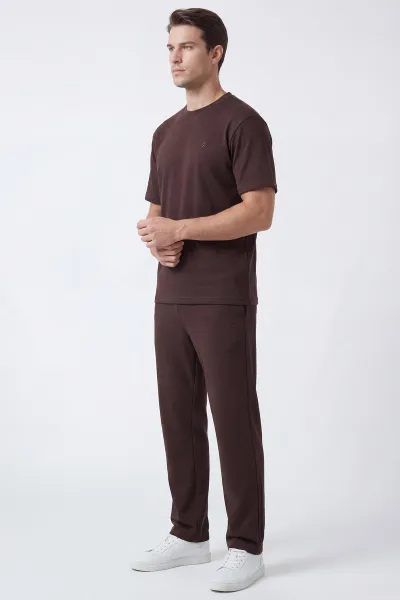 Kahverengi Oysho Kumaş Oversize  Erkek İkili Takım 443311