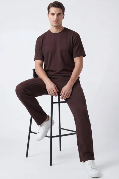 Kahverengi Oysho Kumaş Oversize  Erkek İkili Takım 443311