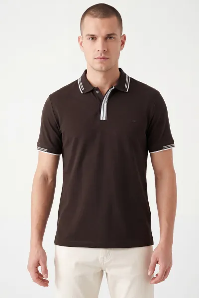 Kahverengi Oysho Kumaş Polo Yaka Erkek Tişört 462540
