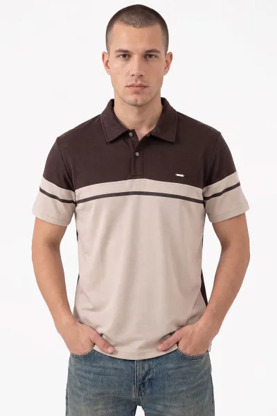 Kahverengi Oysho Kumaş Polo Yaka Erkek Tişört 471684