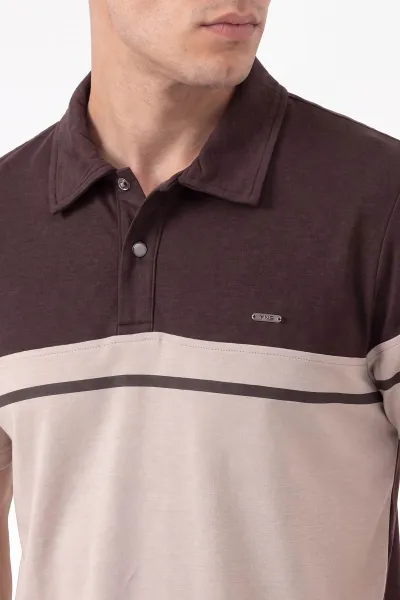Kahverengi Oysho Kumaş Polo Yaka Erkek Tişört 471684