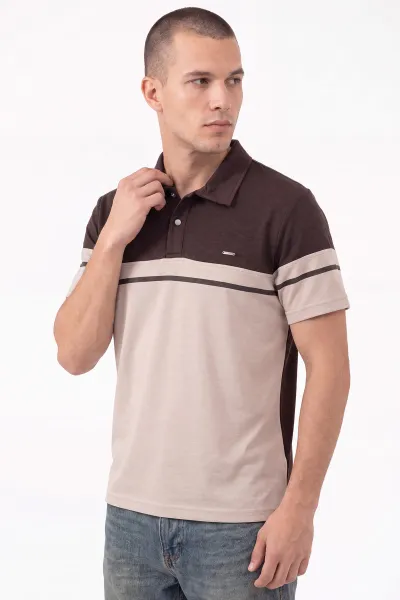 Kahverengi Oysho Kumaş Polo Yaka Erkek Tişört 471684