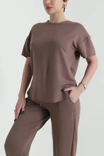 Kahverengi Paça Lastikli Oysho Kumaş Kadın İkili Takım 452936