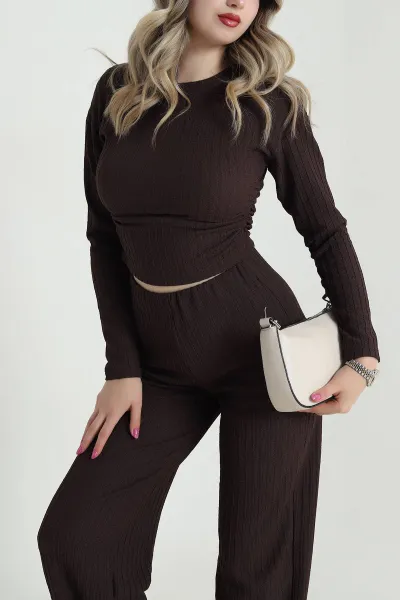 Kahverengi Pantolon Bluz İrem Kadın İkili Takım 482920