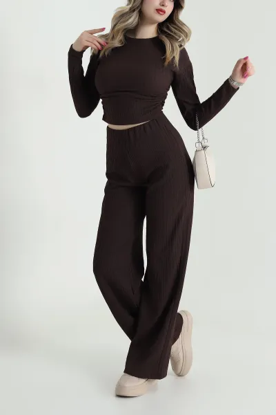 Kahverengi Pantolon Bluz İrem Kadın İkili Takım 482920