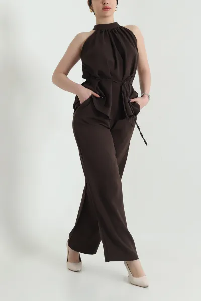 Kahverengi Pantolon Bluz Kadın Linda İkili Takım 452910
