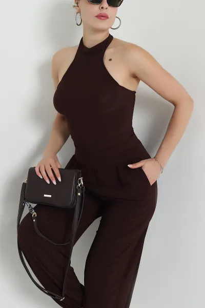 Kahverengi Pantolon Bluz Sandy Kadın İkili Takım 478151
