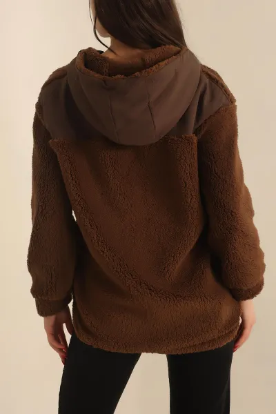 Kahverengi Paraşüt Kumaş Detay Yumoş Sweat 232945