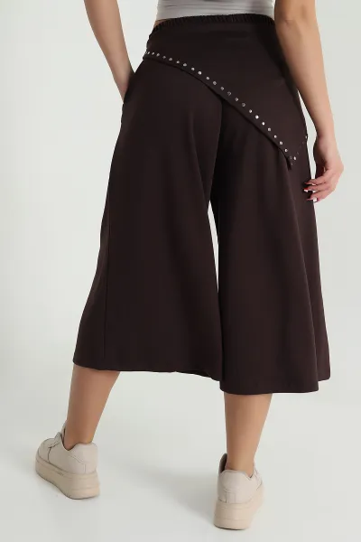 Kahverengi Peçeli Oversize Bel Lastikli Oysho Kadın Kapri 474622