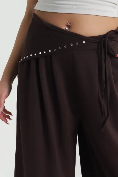 Kahverengi Peçeli Oversize Bel Lastikli Oysho Kadın Kapri 474622