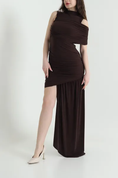 kahverengi-pileli-sandy-kadin-elbise-453017