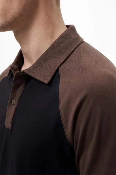 Kahverengi Polo Yaka Düğmeli Erkek Tişört 435473